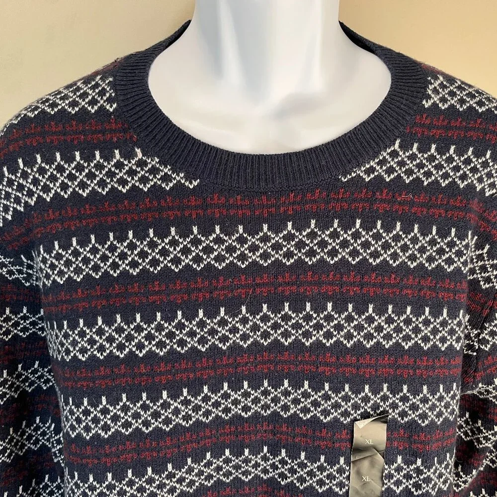 NWT Banana Republic Men’s Wool Blend Fair Isle Crewneck Sweater XL NEW